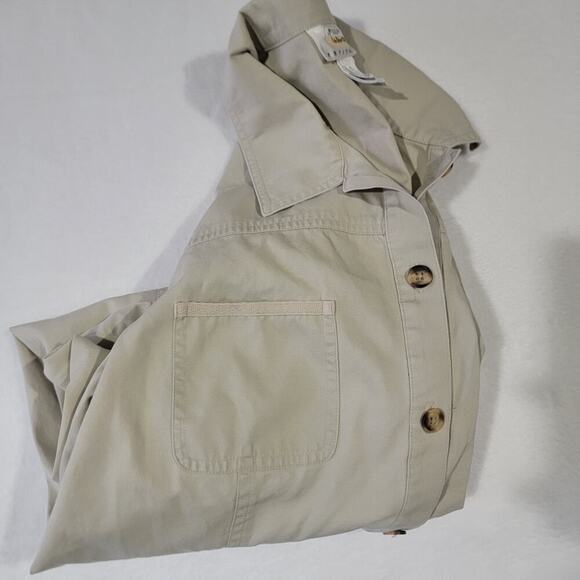 Vtg Talbots Button Up Shirt Dress Khaki Tan Womens 12 Petite Cotton Safari - Picture 15 of 15